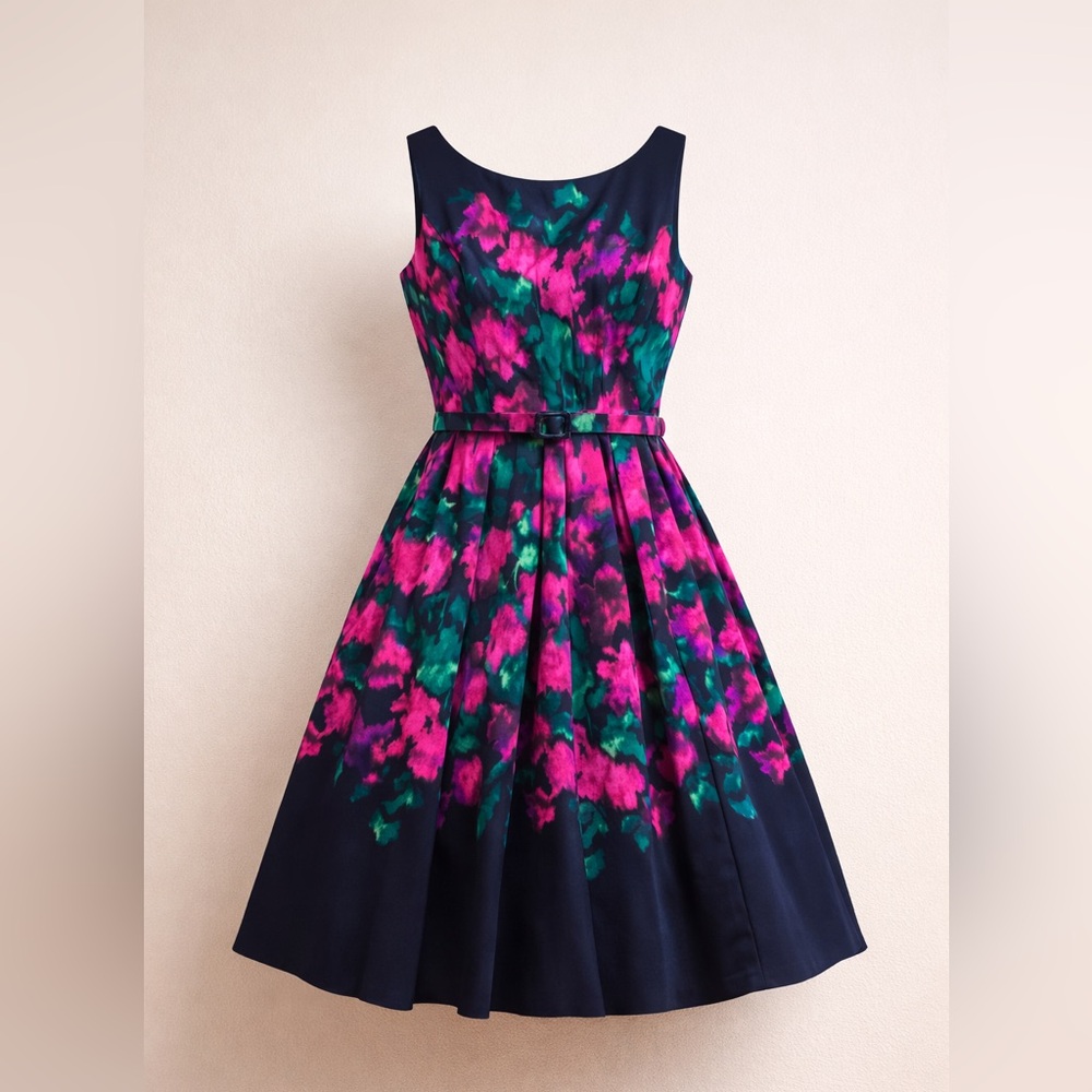 Eliza J Fit & Flare taffeta floral watercolor dress. Size 8
